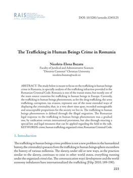 PDF the Trafficking in Human Beings Crime in Romania