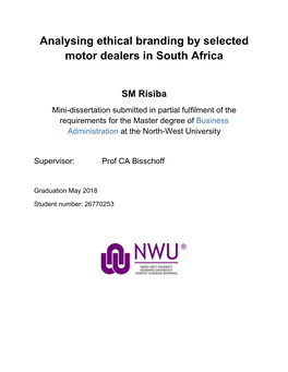 Analysing Ethical Branding by Selected Motor Dealers in South Africa