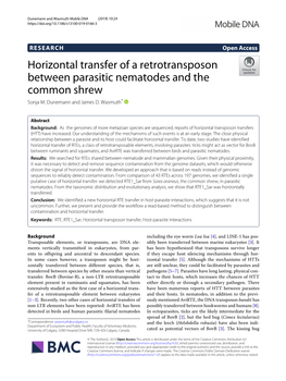 Horizontal Transfer of a Retrotransposon Between Parasitic Nematodes and the Common Shrew Sonja M