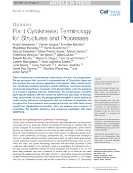 Plant Cytokinesis: Terminology for Structures and Processes