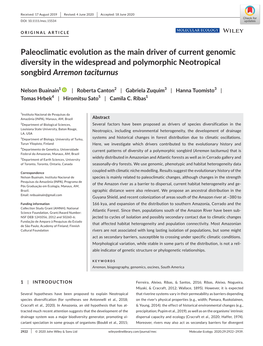 Paleoclimatic Evolution As the Main Driver of Current Genomic Diversity in the Widespread and Polymorphic Neotropical Songbird Arremon Taciturnus