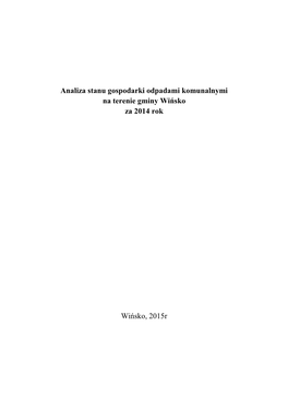 Analiza Stanu Gospodarki Odpadami Komunalnymi Na Terenie Gminy Wińsko Za 2014 Rok