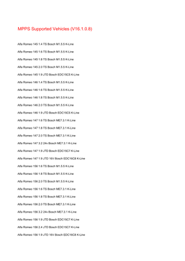 MPPS V16.1.0.8 ECU Flasher Supported Vehicle List