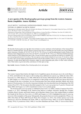 Article ZOOTAXA Copyright © 2012 · Magnolia Press ISSN 1175-5334 (Online Edition)