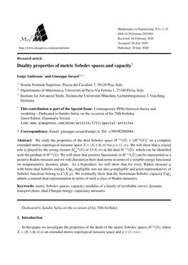 Duality Properties of Metric Sobolev Spaces and Capacity†