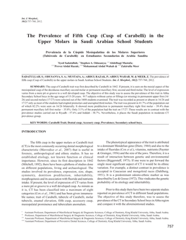 (Cusp of Carabelli) in the Upper Molars in Saudi Arabian School Students