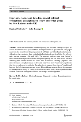 Expressive Voting and Two-Dimensional Political Competition: an Application to Law and Order Policy by New Labour in the UK