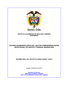 Estudio Geomorfologico Del Sector Comprendido Entre Bocatocino, Atlantico Y Cienaga, Magdalena