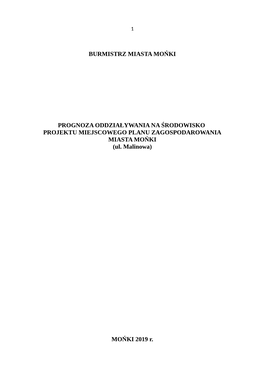 Prognoza Miejscowego Planu Zagospodarowania Przestrzennego Miasta Mońki Ul. Malinowa.Docx.Pdf