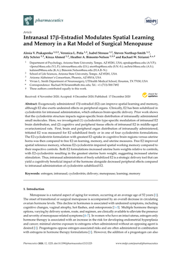 Intranasal 17-Estradiol Modulates Spatial Learning and Memory in A