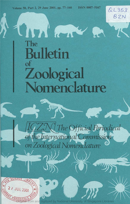 The Bulletin of Zoological Nomenclature V58 Part02