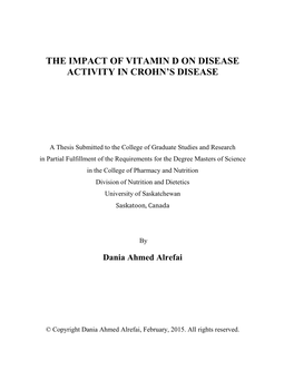 The Impact of Vitamin D on Disease Activity in Crohn’S Disease