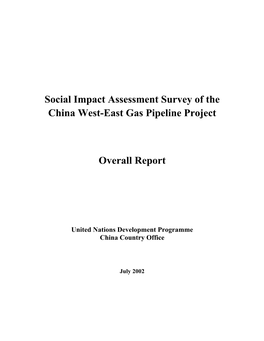 Social Impact Assessment Survey of the China West-East Gas Pipeline Project Overall Report