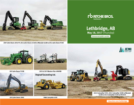 Lethbridge, AB May 18, 2017 (Thursday) Unreserved Public Auction