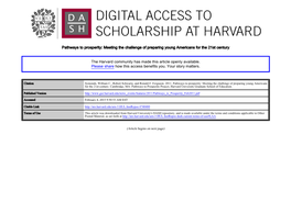 Pathways to Prosperity: Meeting the Challenge of Preparing Young Americans for the 21St Century