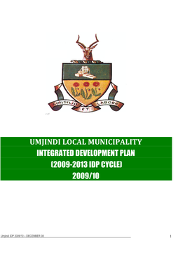 Umjindi Local Municipality Integrated Development Plan (2009-2013 Idp Cycle) 2009/10