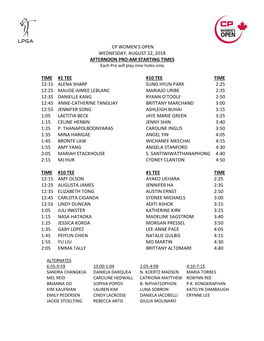 Cp Women's Open Wednesday, August 22, 2018 Afternoon