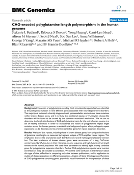 CAG-Encoded Polyglutamine Length Polymorphism in the Human Genome