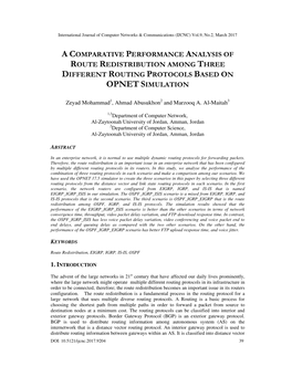A Comparative Performance Analysis of Route Redistribution Among Three Different Routing Protocols Based on Opnet Simulation