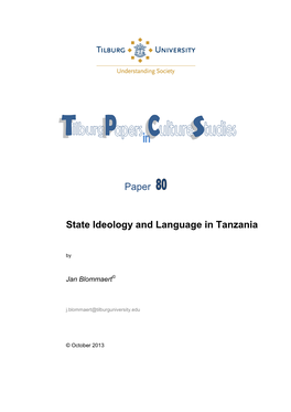 Paper State Ideology and Language in Tanzania