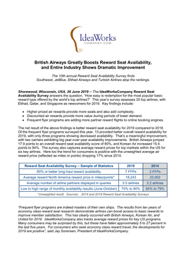 British Airways Greatly Boosts Reward Seat Availability, and Entire Industry Shows Dramatic Improvement