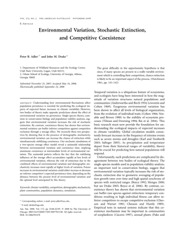 Environmental Variation, Stochastic Extinction, and Competitive Coexistence