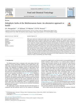 Halophytic Herbs of the Mediterranean Basin an Alternative Approach To