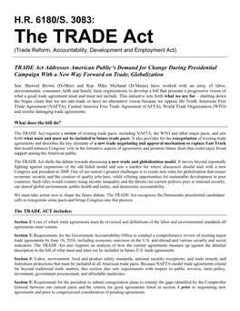 The TRADE Act (Trade Reform, Accountability, Development and Employment Act)