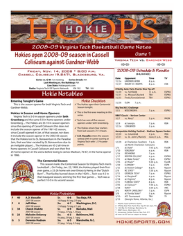 Hokie Notables Hokies Open 2008-09 Season in Cassell Coliseum Against