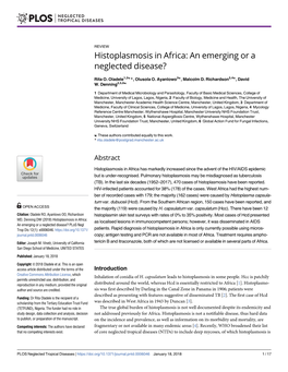 Histoplasmosis in Africa: an Emerging Or a Neglected Disease?