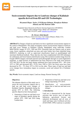 Socio-Economic Impacts Due to Land-Use Changes of Kaliakair Upazila Derived from RS and GIS Technologies