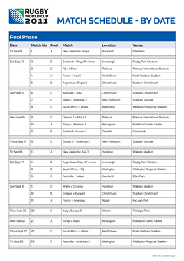 Match Schedule - by Date