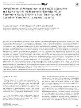 Developmental Morphology of the Head Mesoderm and Reevaluation