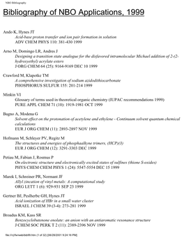 NBO Bibliography Bibliography of NBO Applications, 1999