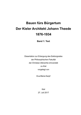 Bauen Fürs Bürgertum Der Kieler Architekt Johann Theede 1876-1934