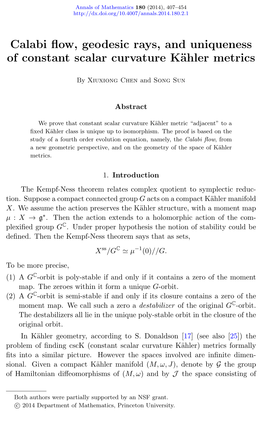 Calabi Flow, Geodesic Rays, and Uniqueness of Constant Scalar