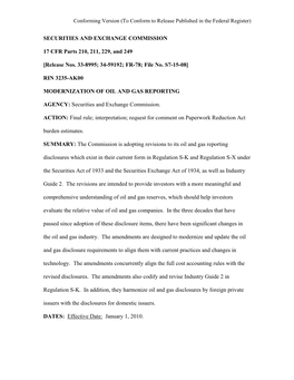 SEC Final Rule: Modernization of Oil and Gas Reporting