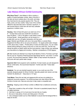 Lake Malawi African Cichlid Community