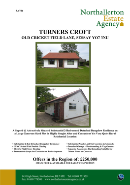 Turners Croft Old Cricket Field Lane, Sessay Yo7 3Nu