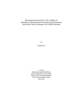 The Viability of Hyporheic Zone Restoration for Improving Groundwater and Surface Water Exchange in an Urban Watershed