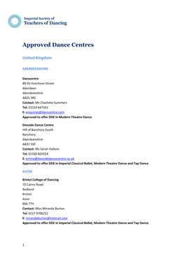 Approved Dance Centres