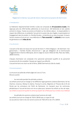 Règlement Intérieur Accueil De Loisirs Intercommunautaire De Dammarie