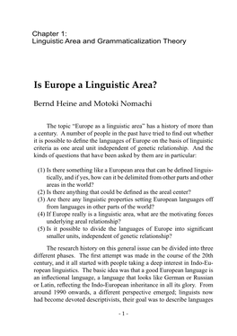 Is Europe a Linguistic Area?