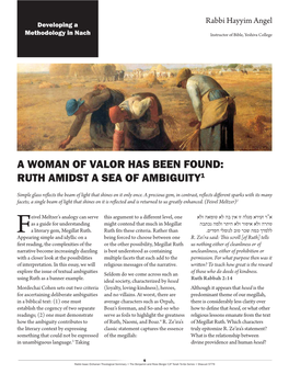 A Woman of Valor Has Been Found: Ruth Amidst a Sea of Ambiguity1