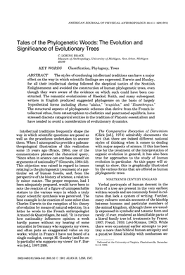 The Evolution and Significance of Evolutionary Trees C