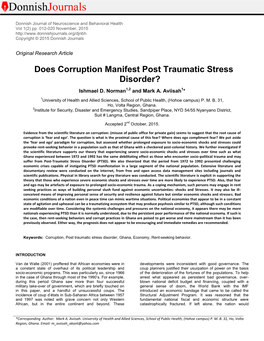 Does Corruption Manifest Post Traumatic Stress Disorder?