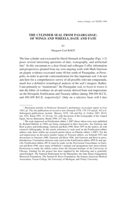 The Cylinder Seal from Pasargadae: of Wings and Wheels, Date and Fate