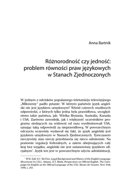 Problem Równości Praw Językowych W Stanach Zjednoczonych