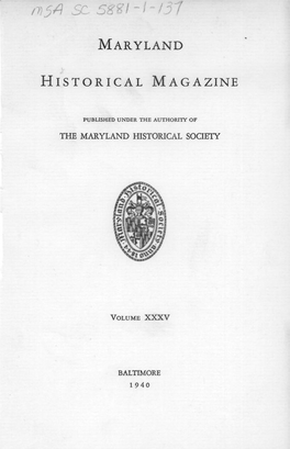 Maryland Historical Magazine, 1940, Volume 35, Issue No. 1