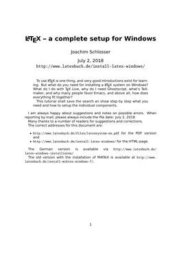 LATEX – a Complete Setup for Windows